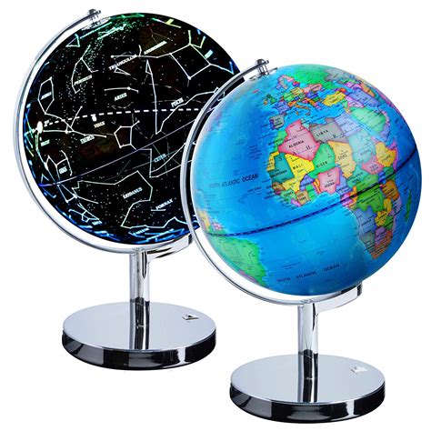 Kingso Illuminated Spinning World Globe For Kids 12 Diameter 3 In 1