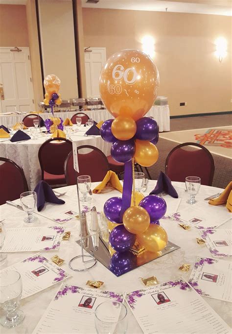60th Balloon Centerpiece Purple And Gold By Extra Pop By Yolanda