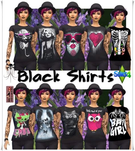 Annett`s Sims 4 Welt Black Shirts For Woman • Sims 4 Downloads