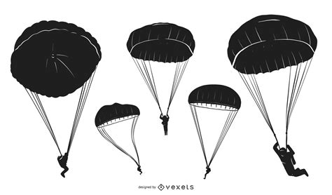 Parachute People Silhouette Pack Vector Download