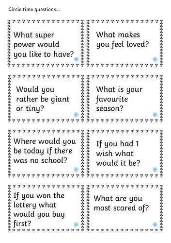 Circle Time Question Cards Teaching Resources