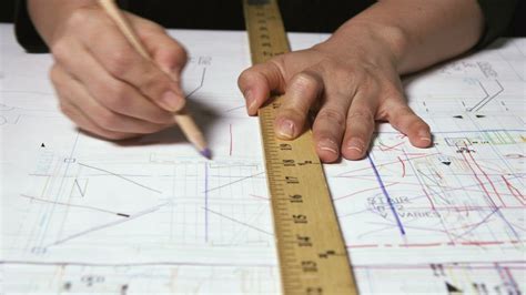 Architect Drawing With A Ruler Free Stock Video