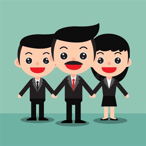 Business Team Of Employees And The Boss In Cute Cartoon Style Stock