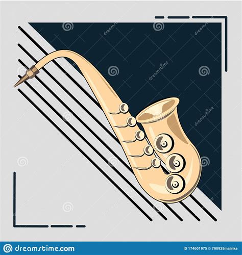 Saxophone Flat Icon And Wind Musical Instrument Closeup Stock Vector