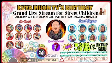 Promoting Upcoming Bday Gls Kuya Mhon Tv April 92022 4pm Pinas Time