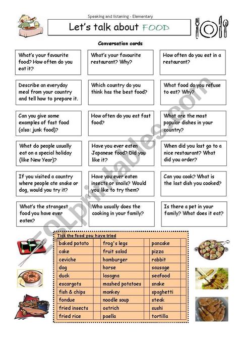 Let´s Talk About Food Esl Worksheet By Philipr