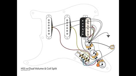 hss guitar wdual volumes master tone  coil split