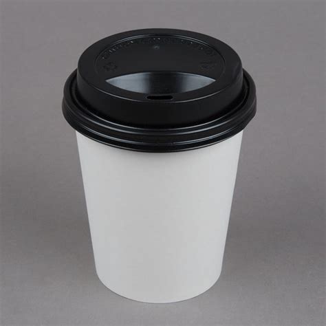 Choice 8 Oz White Poly Paper Hot Cup And Lid 100 Pack