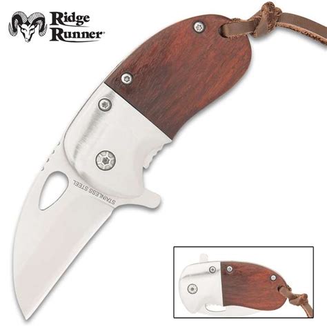 Ridge Runner Spring Assisted Open Mini Cleaver Folding Pocket Knife Blade Wood Ebay