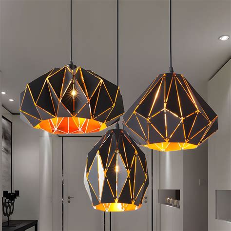 Modern Cutout Geometric Suspended Lamp Metal 1 Bulb Foyer Ceiling