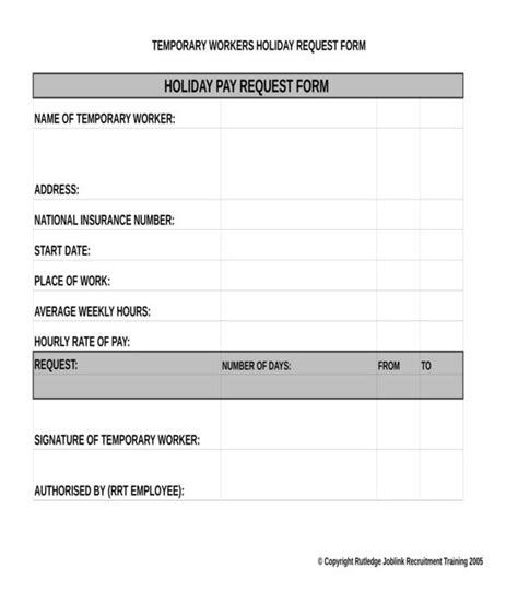 Free Holiday Request Form Template Excel Free Printable Templates