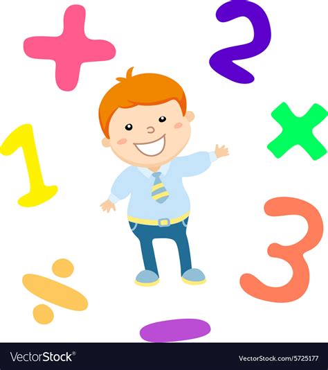 Cartoon Style Math Learning Game Mathematical Vector Image