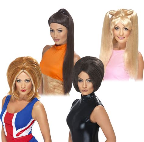 Spice Girl Wigs Ladies Fancy Dress 90s Celebrity Pop Star Idol Costume