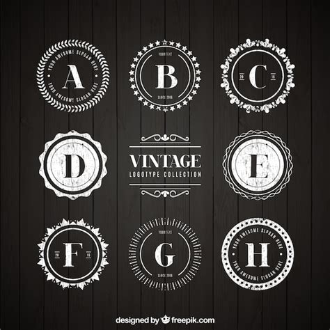 Collection Of Circular Vintage Logotype With A Letter Free Vector