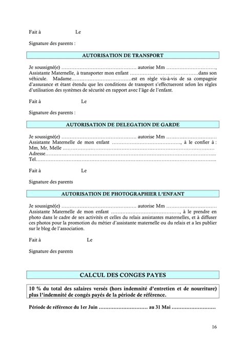Model De Contrat De Travail Entre Les Parents Et L Assistante Maternelle Doc Pdf Page