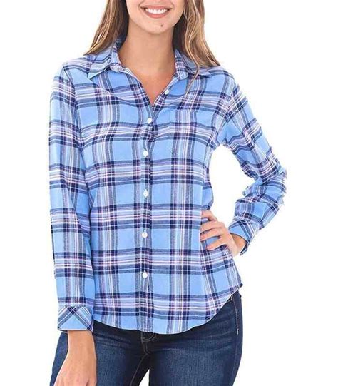 Womens Blue Check Flannel Shirt Wholesale Checked Flannel Shirt