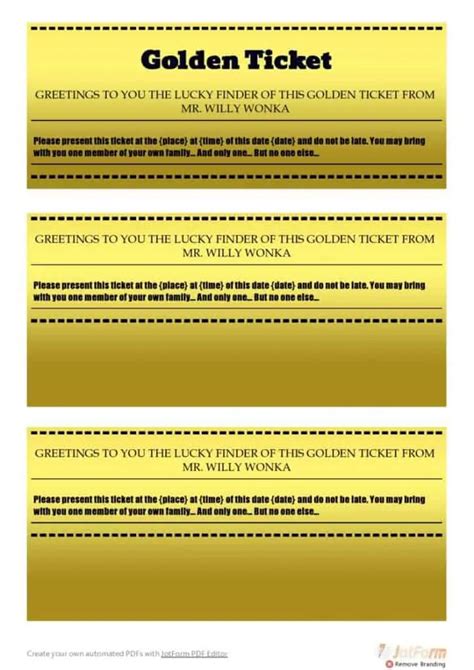 8 Free Golden Ticket Templates