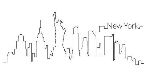 New York Skyline Outline New York Painting New York Illustration