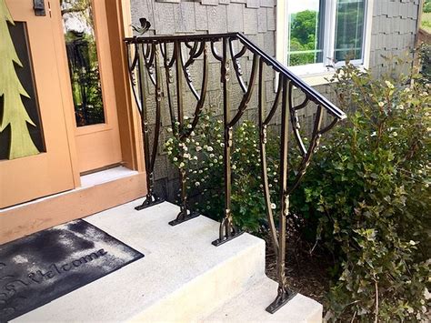 Hand Crafted Staircase Railing Blacksmith Forged Metal Outdoor Railing