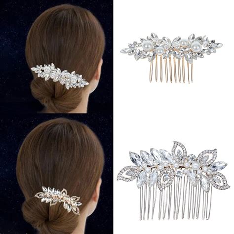Bridal Wedding Diamond Hair Comb Fashion Alloy Leaf Shape Hair