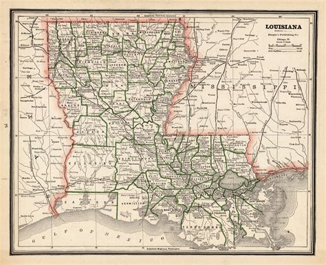 Map Of Louisiana By Peoples Publishing 1887 Art Source