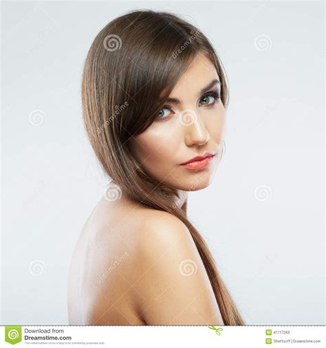 Woman Face With Hair Motion On White Background Stock Image Image Of