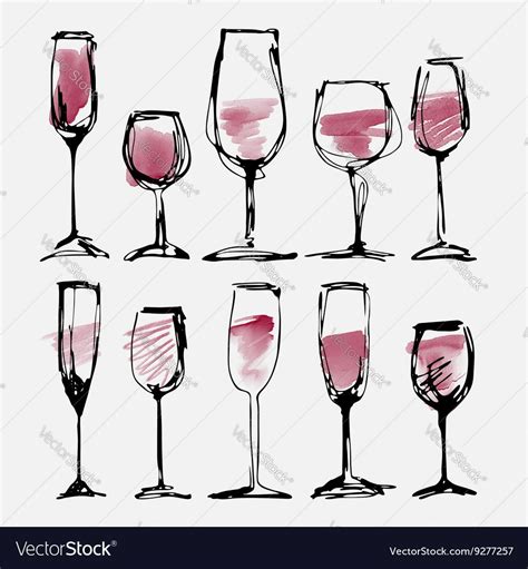 Wine Glass Set Watercolor Collection Of Sketched Wineglasses Download A Free Preview Or High