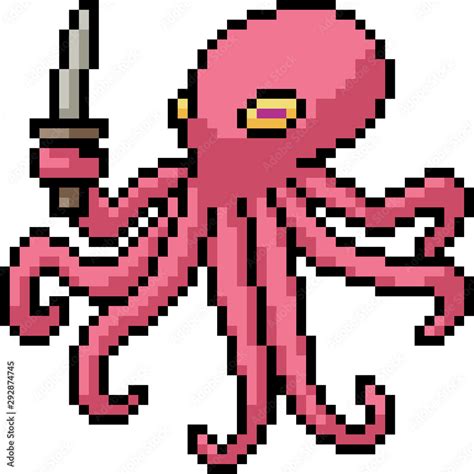 Vector Pixel Art Thug Octopus Stock Vector Adobe Stock