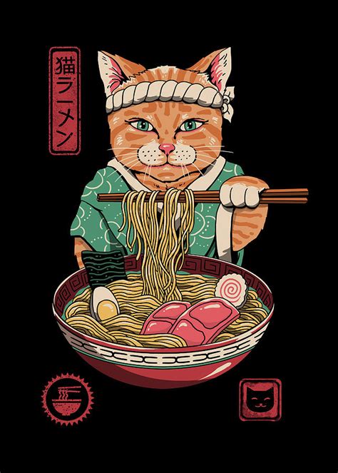 Cat Neko Ramen Digital Art By Vincent Trinidad Pixels