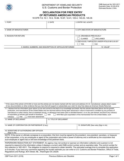 Cbp Form 3311 Fill Out Sign Online And Download Fillable Pdf