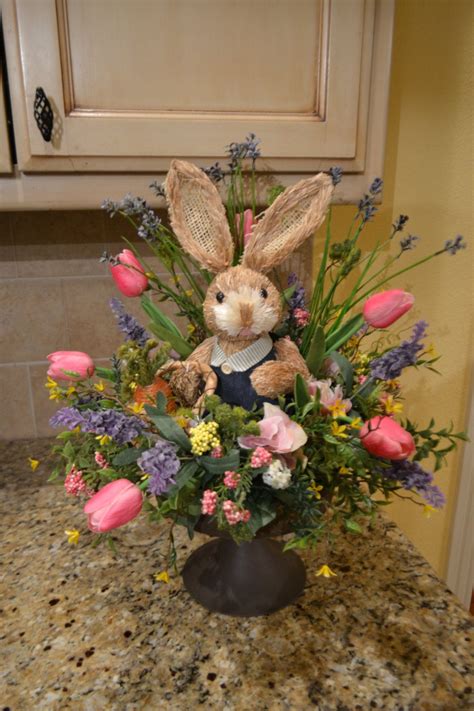 Spring Bunny With Basket Arrangement By Kristenscreations On Etsy