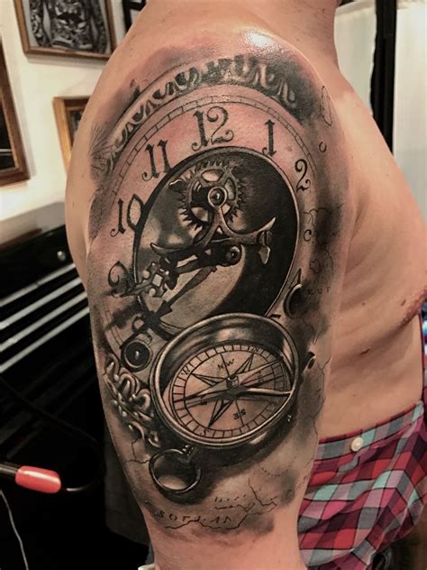 Grey Opaque Clock Cover Up By Lou Bragg Broken Clock Tattoo Clock
