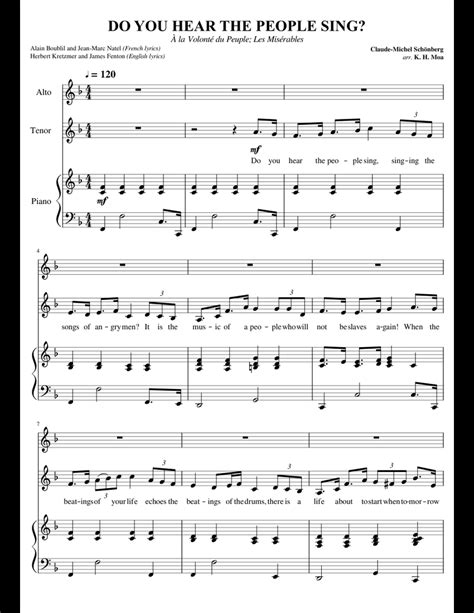 Do You Hear The People Sing Sheet Music For Piano Voice Download Free In Pdf Or Midi