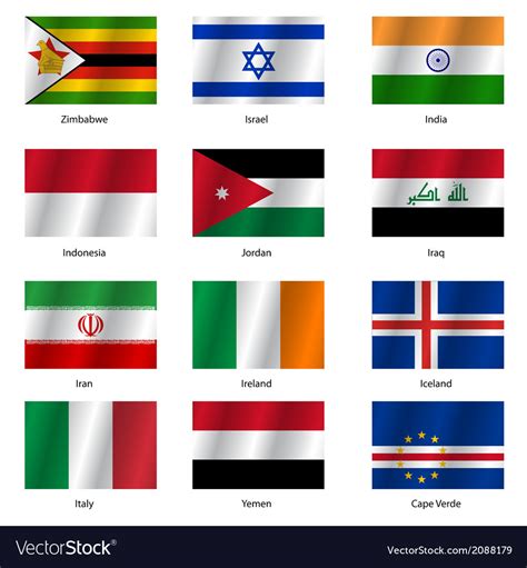 Set Flags Of World Sovereign States Royalty Free Vector