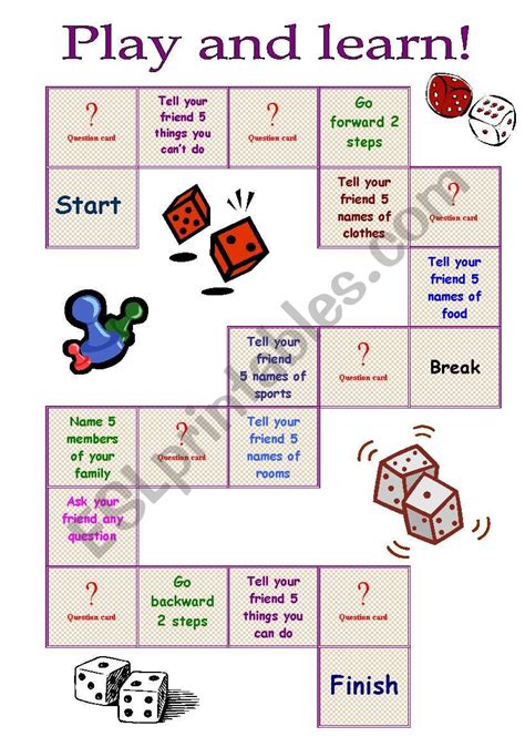 Board Game On Vocabulary Part 1 Esl Worksheet By Kordullaaa