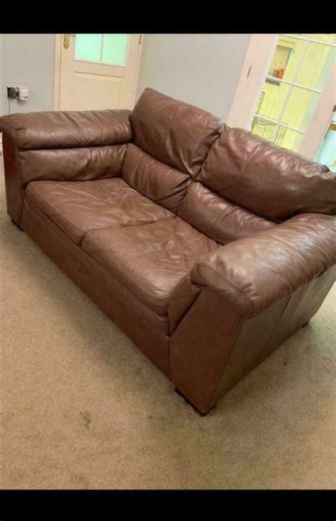 Dfs Brown Leather Sofa Seater 3 Seater And 2 Seater In Glenfield