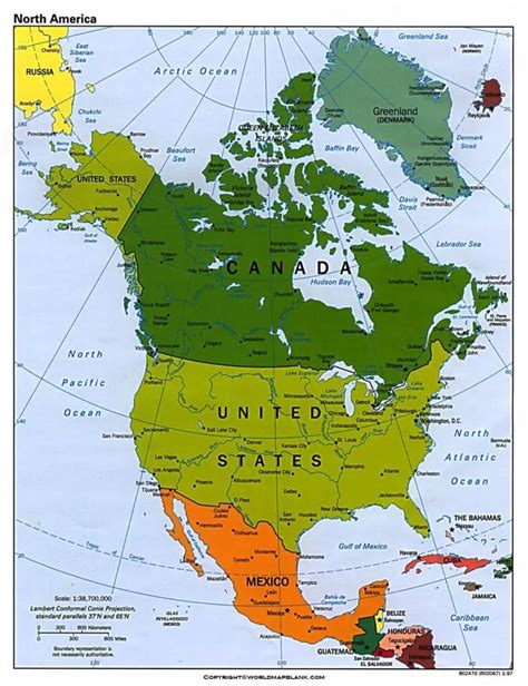 North America Political Map Map Of North America Political