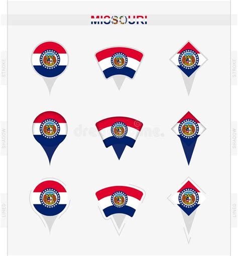 Missouri Flag Set Of Location Pin Icons Of Missouri Flag Stock Vector