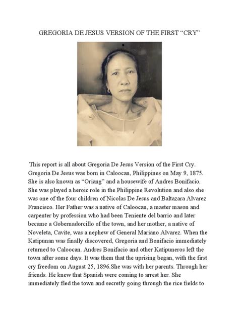 Gregoria De Jesus Version Of The First Pdf Philippines Wars Of Independence