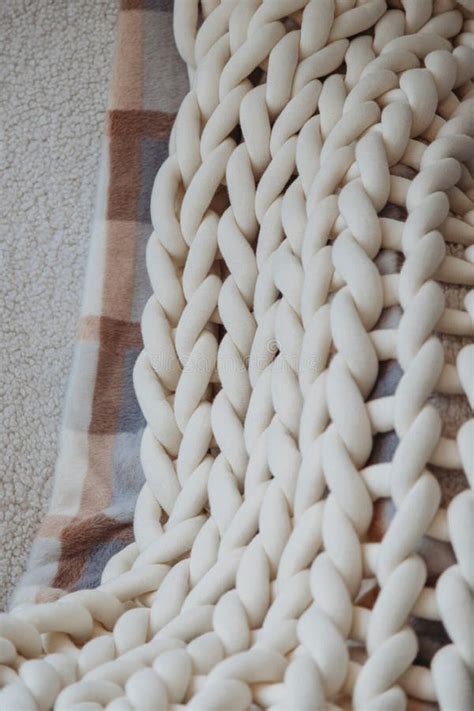 White Chunky Knit Blanket Stock Image Image Of Cover 239990589