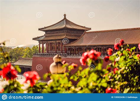 Ancient Royal Palaces Of The Forbidden City In Beijingchina Stock