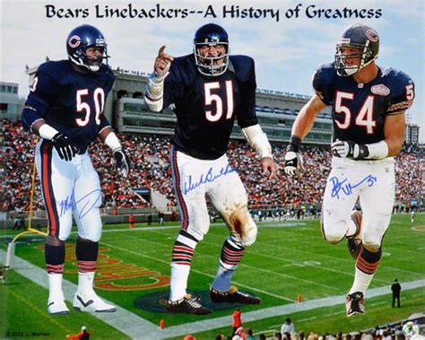 Mike Singletary Brian Urlacher And Dick Butkus Autographed 16x20