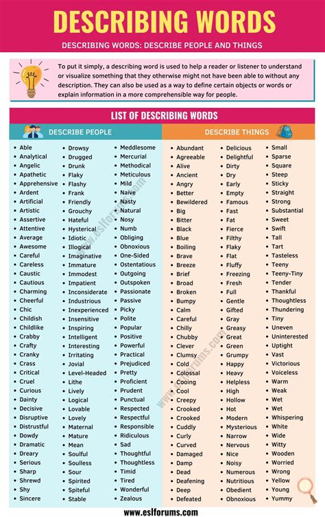 Describing Words List Of 380 Useful Words To Describe People And