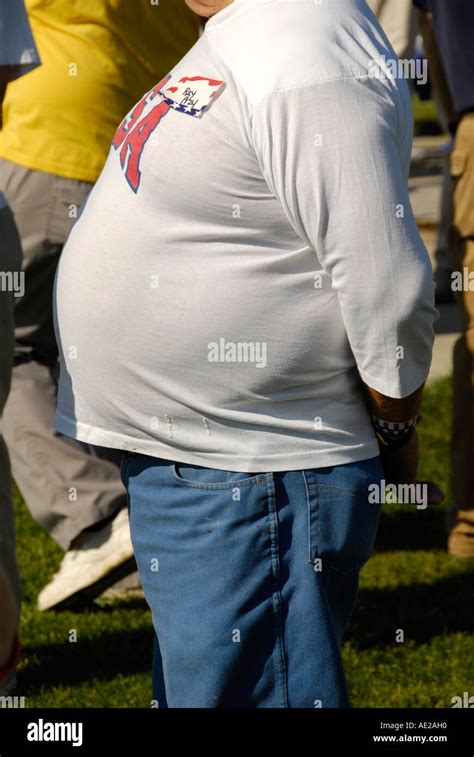 Fat Obese Male Wearing A Tight T Shirt Stock Photo Alamy