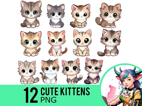 Cute Kitten Clipart Png Kawaii Cat Clip Art Anime Cats Etsy