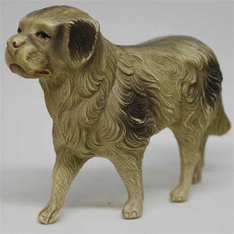 Rare Vintage Antique Celluloid Dog Figurine Toy St Bernard Rescue Dog