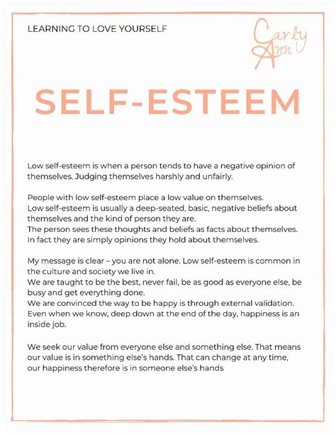 Learning To Love Yourself Self Esteem Worksheets Managing Emotions