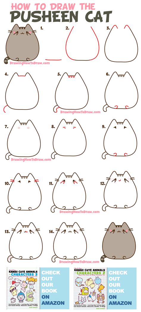 How To Draw The Pusheen Cat Easy Step By Step Drawing Tutorial For Kids