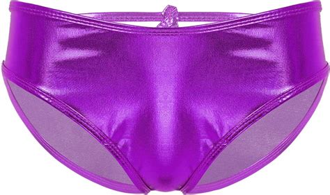 mufeng women s shiny metallic high waisted briefs hollow out back booty shorts dance briefs