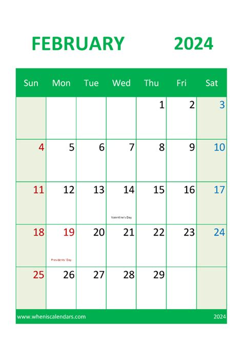 Calendar Printable February 2024 Monthly Calendar